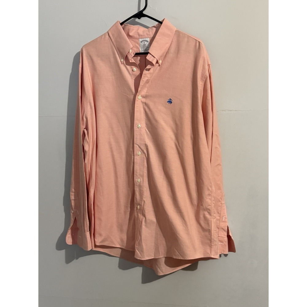 Brooks Brothers Regent 100% Supima Cotton Button Down Peach Shirt Men's Size XL